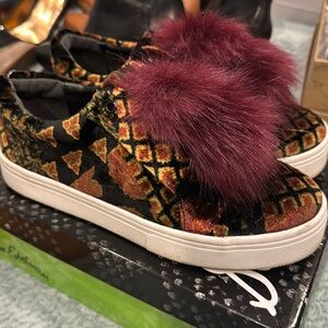 Sam Edelman black and multi velvet slip on sneakers size 7.5